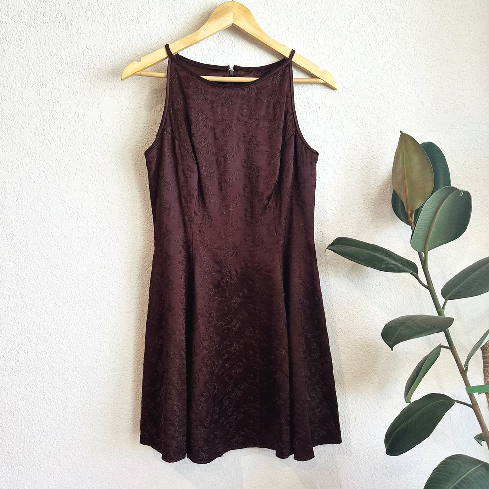 VTG Jessica McClintock Mini Skater Dress 7/8 Grunge Indie Y2K 90s Floral Fairy